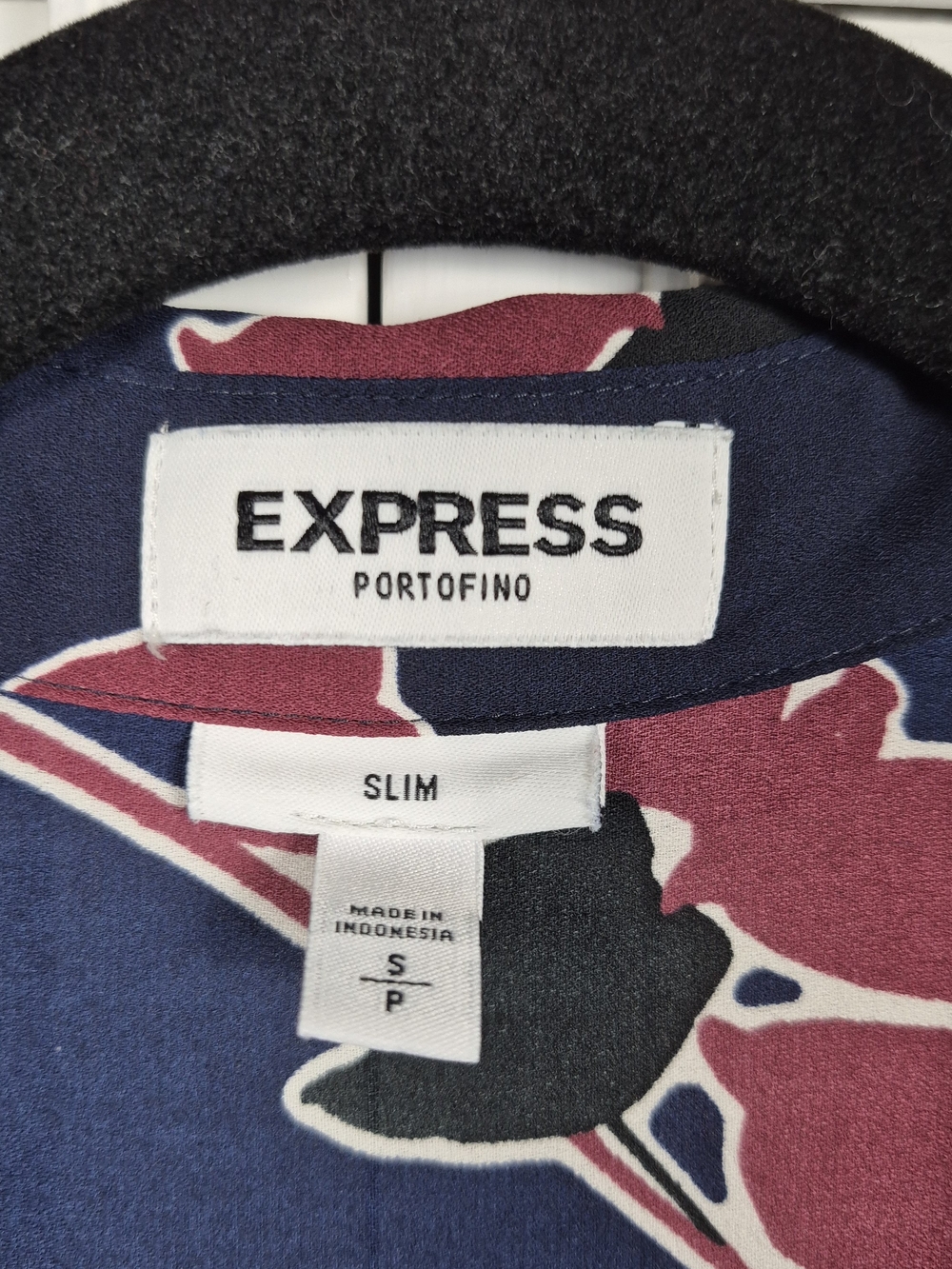 Express Portofino Slim Floral Button Up Blouse Navy Pink Size S/P - Picture 5 of 10